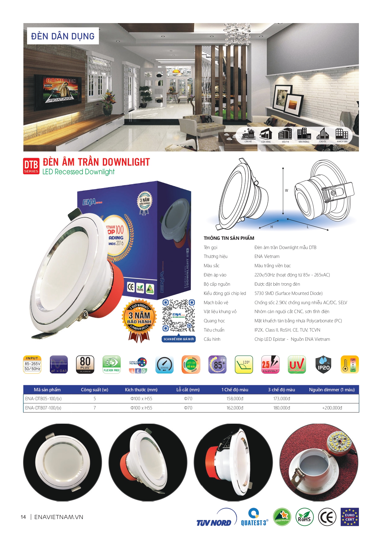 Bảng giá đèn led Ena 2026