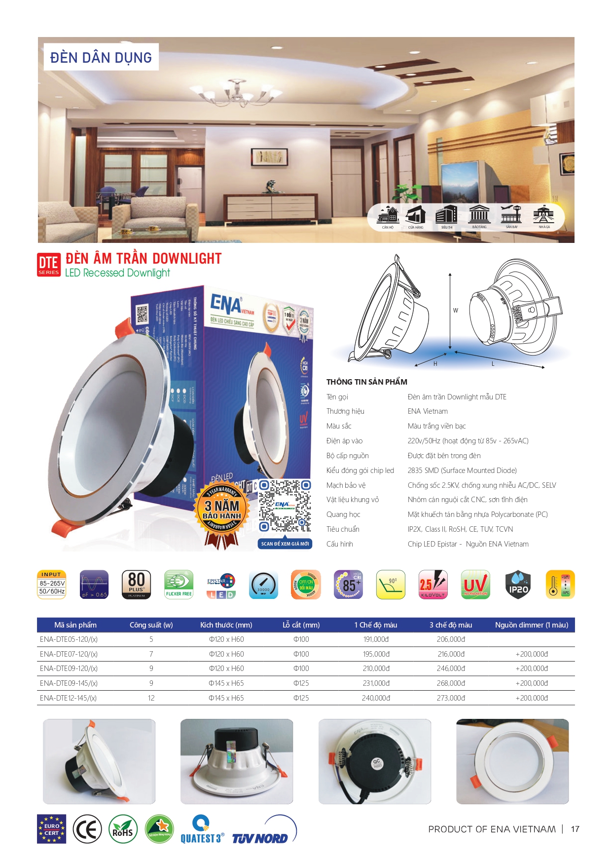 Bảng giá đèn led Ena 2026