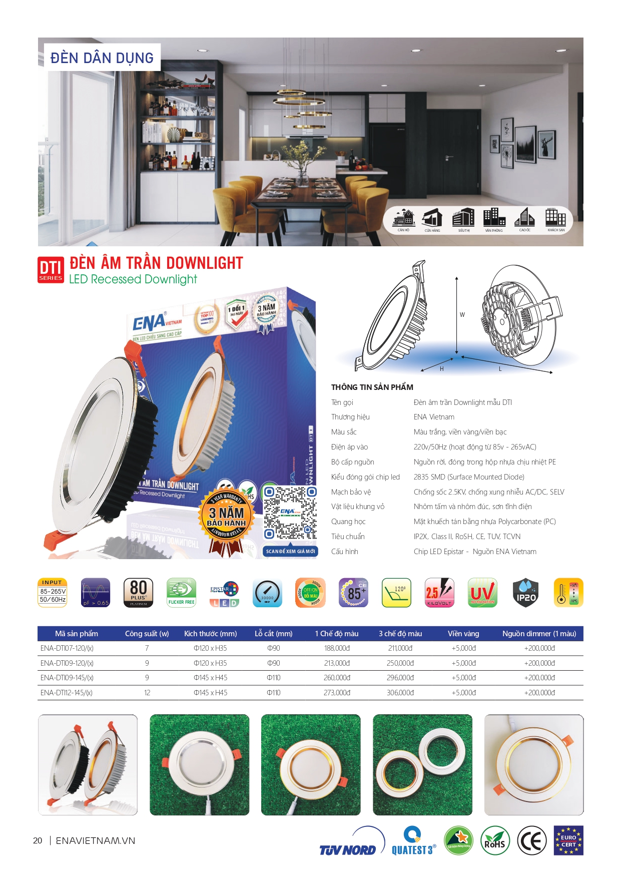 Bảng giá đèn led Ena 2026