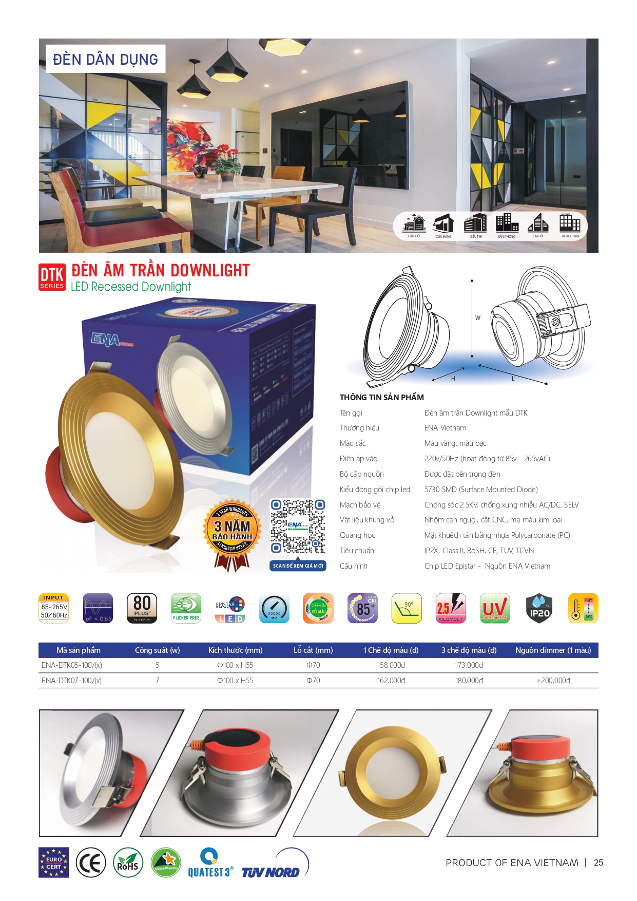 Bảng giá đèn led Ena 2026