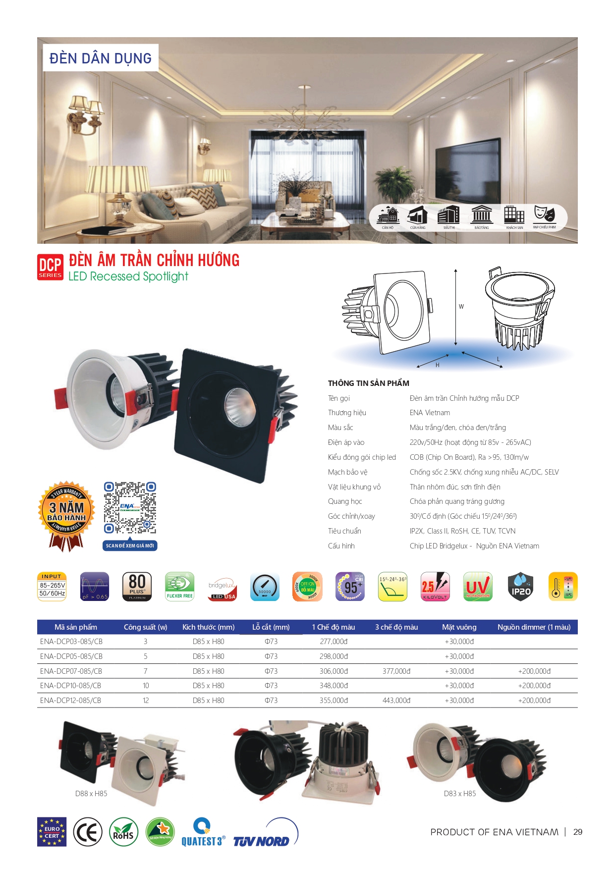 Bảng giá đèn led Ena 2026