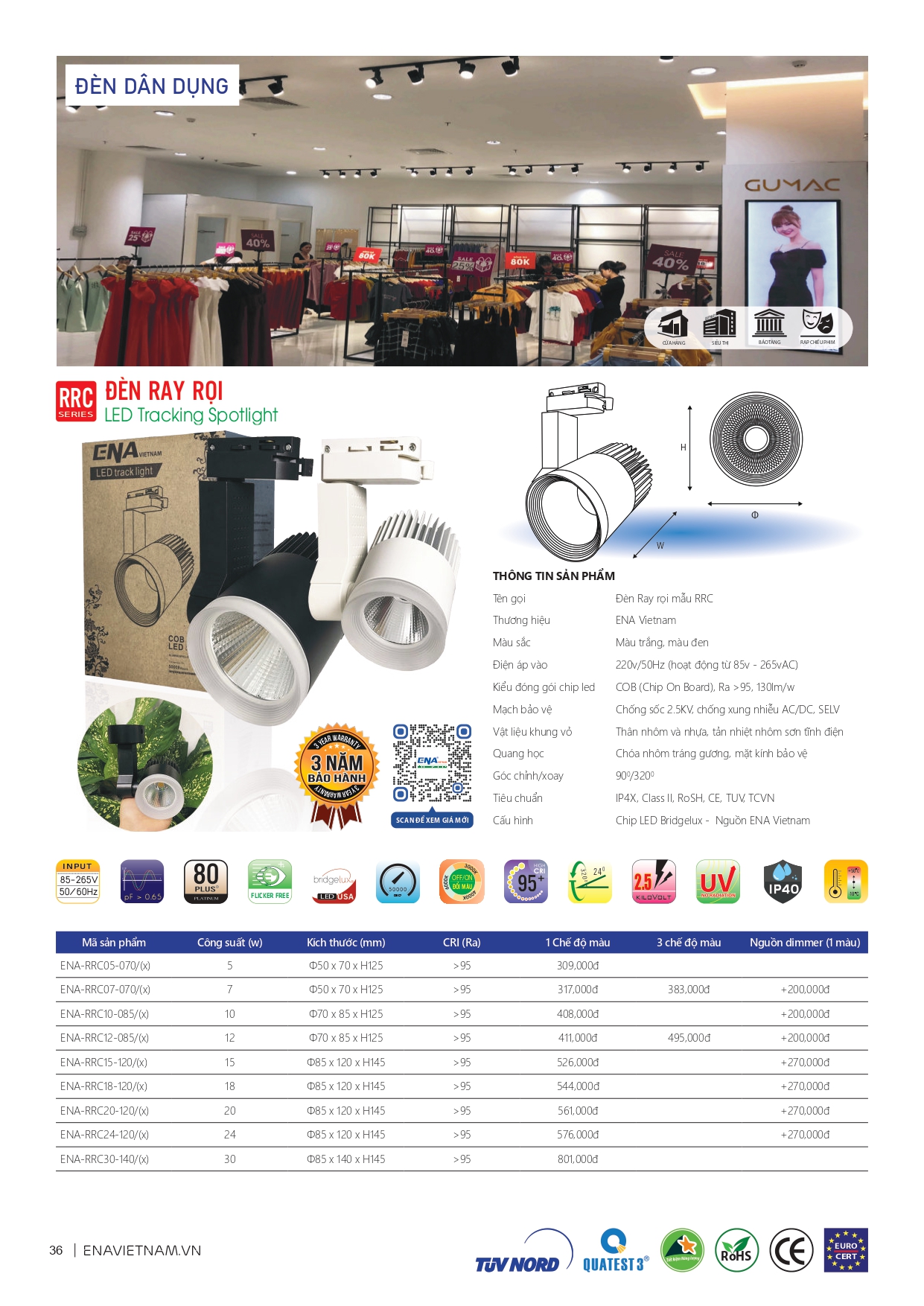 Bảng giá đèn led Ena 2026